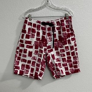 Supreme Belted Shorts Red and White Print